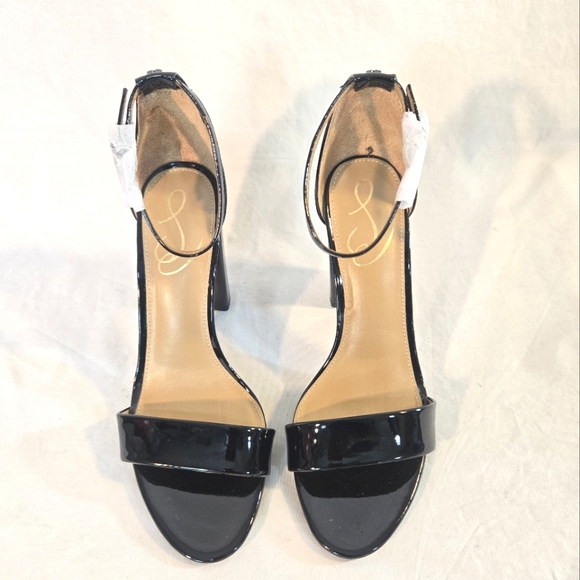 Sam Edelman Women's 8 Black YARO Embossed Heel Ankle Strap Sandals New - Picture 3 of 6